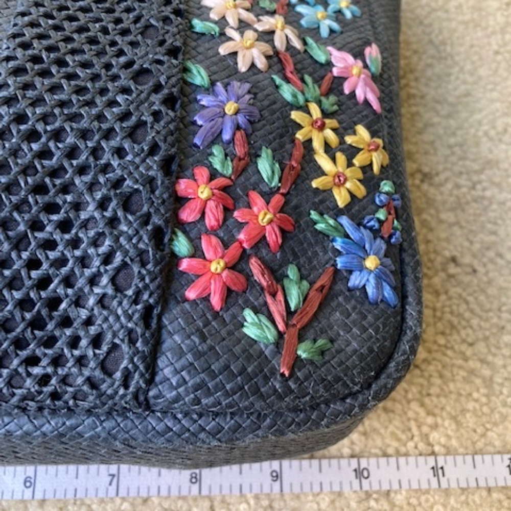 Lulu Guinness Black Paper Straw Bag - Picture 6 of 10